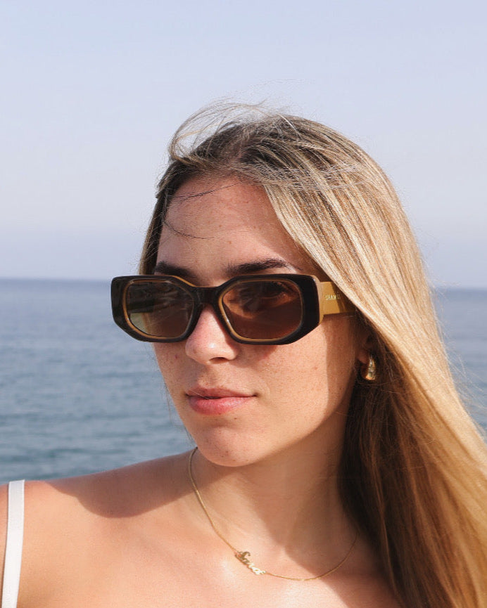 Beautiful girl wearing shamsi sunglasses in Marbella